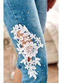 Short denim pants with lace 6253 - Online store - Boutique